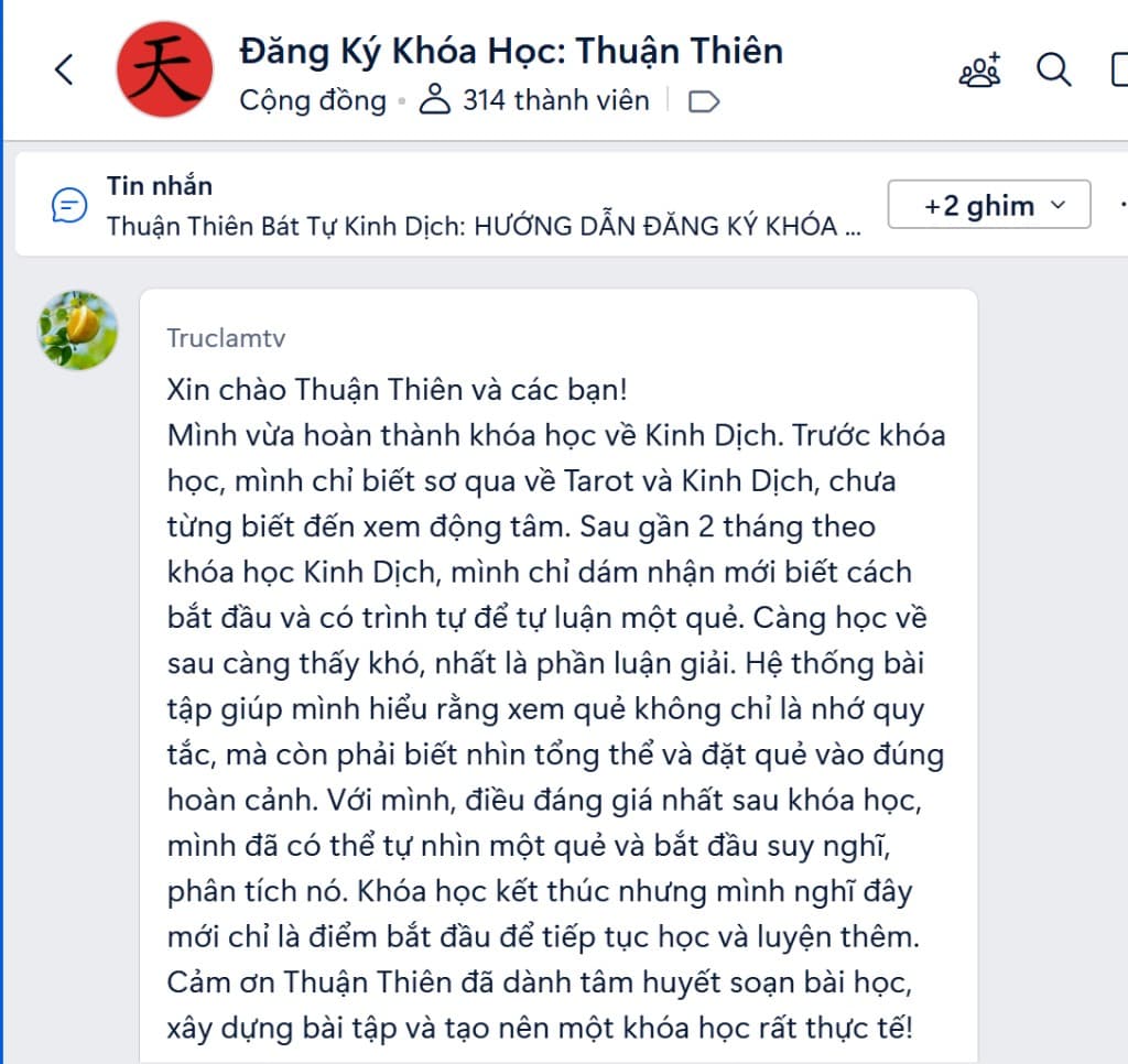 Feedback Truclamtv — khóa Truyền Nghề Kinh Dịch A-Z